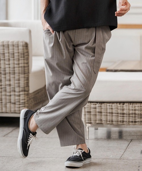 CAMBIO(カンビオ)の「mp14687-Classic Pinstripe Two Tuck Belted Pants タックベルトパンツ(S67926cmb)(スラックス・メンズ・ブラック/グレー/グレイッシュベージュ/チャコール・L/M/S)」の20枚目の写真