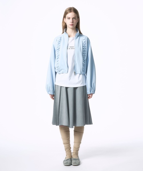 Nora Lily elle（ノラリリーエル）の「【Nora Lily】「elle」Pin Stripe Half Switching Pleated Skirt（スカート・レディース・ダークグレー/グレー・FREE）」の5枚目の写真
