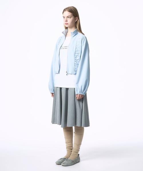 Nora Lily elle（ノラリリーエル）の「【Nora Lily】「elle」Pin Stripe Half Switching Pleated Skirt（スカート・レディース・ダークグレー/グレー・FREE）」の6枚目の写真