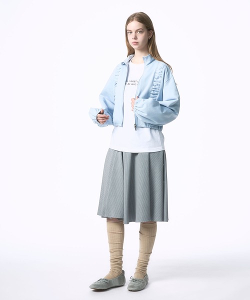 Nora Lily elle（ノラリリーエル）の「【Nora Lily】「elle」Pin Stripe Half Switching Pleated Skirt（スカート・レディース・ダークグレー/グレー・FREE）」の9枚目の写真