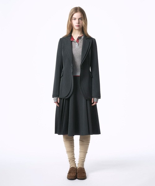 Nora Lily elle（ノラリリーエル）の「【Nora Lily】「elle」Pin Stripe Half Switching Pleated Skirt（スカート・レディース・ダークグレー/グレー・FREE）」の16枚目の写真