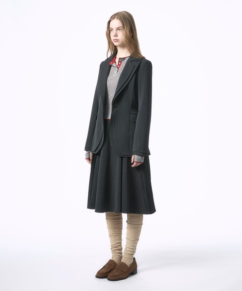 Nora Lily elle（ノラリリーエル）の「【Nora Lily】「elle」Pin Stripe Half Switching Pleated Skirt（スカート・レディース・ダークグレー/グレー・FREE）」の17枚目の写真