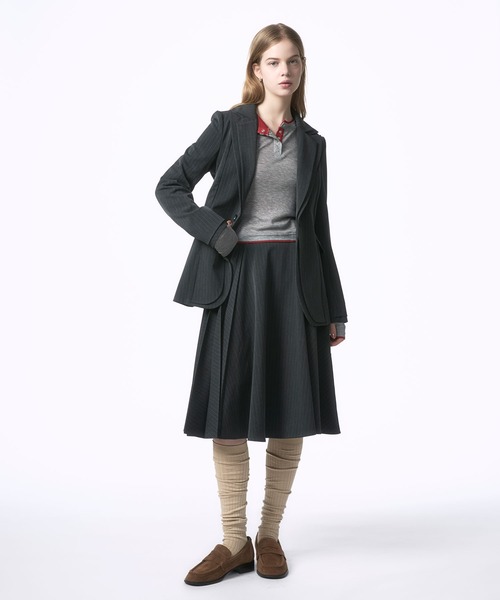 Nora Lily elle（ノラリリーエル）の「【Nora Lily】「elle」Pin Stripe Half Switching Pleated Skirt（スカート・レディース・ダークグレー/グレー・FREE）」の20枚目の写真