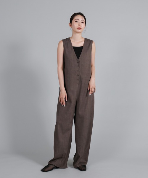 select MOCA Et（セレクトモカエト）の「【Et】Button-Up Salopette（サロペット/オーバーオール・レディース・ブラウン/ブラック・FREE）」の3枚目の写真