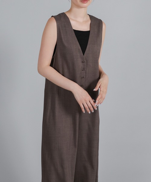 select MOCA Et（セレクトモカエト）の「【Et】Button-Up Salopette（サロペット/オーバーオール・レディース・ブラウン/ブラック・FREE）」の6枚目の写真