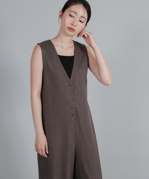 select MOCA Et（セレクトモカエト）の「【Et】Button-Up Salopette（サロペット/オーバーオール・レディース・ブラウン/ブラック・FREE）」の4枚目の写真