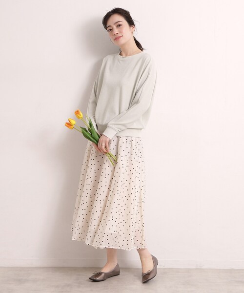 ITS'DEMO（イッツデモ）の「【手洗い可】ラメポンチドルマンプルオーバー（Tシャツ/カットソー・レディース・ネイビー/サックスブルー/オフホワイト/ライトベージュ/ネイビー系・00）」の8枚目の写真