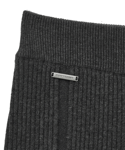 RIBBED DISTRESSED WOOL KNIT PANTS-CHARCOAL 【公式通販】
