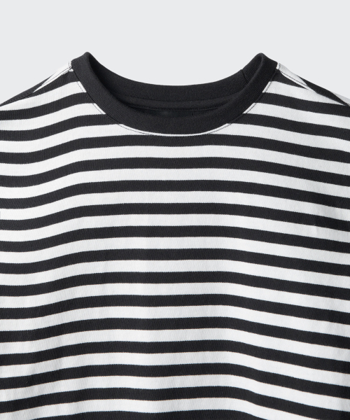 MUSINSA STANDARD KIDS（ムシンサスタンダードキッズ）の「ストライプクルーネック長袖Tシャツ2パック[ブラック/ブルー]（Tシャツ/カットソー・レディース・その他・100/110/120/130/140/150）」の4枚目の写真