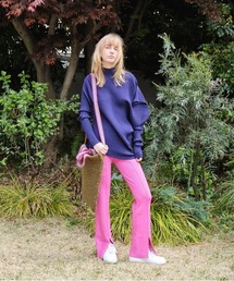 slit knit trousers