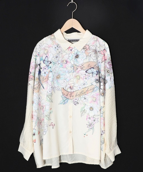 iS ScoLar（イズスカラー）の「561218：花柄布帛シャツ（シャツ/ブラウス・レディース・ピンク/アイボリー/ブラック・M）」の2枚目の写真