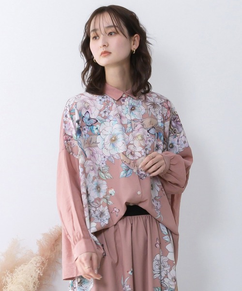 iS ScoLar（イズスカラー）の「561218：花柄布帛シャツ（シャツ/ブラウス・レディース・ピンク/アイボリー/ブラック・M）」の6枚目の写真