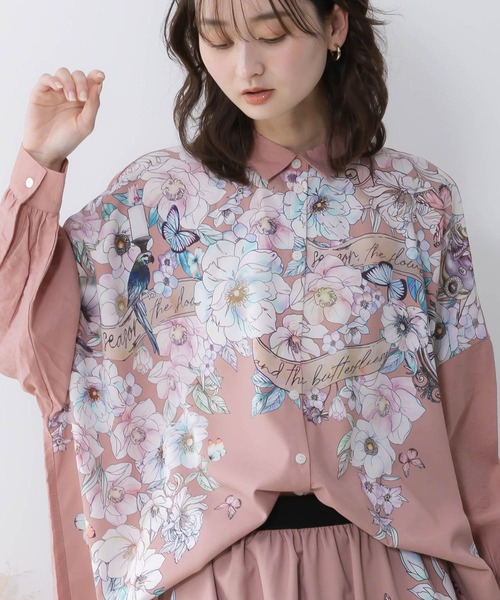 iS ScoLar（イズスカラー）の「561218：花柄布帛シャツ（シャツ/ブラウス・レディース・ピンク/アイボリー/ブラック・M）」の9枚目の写真