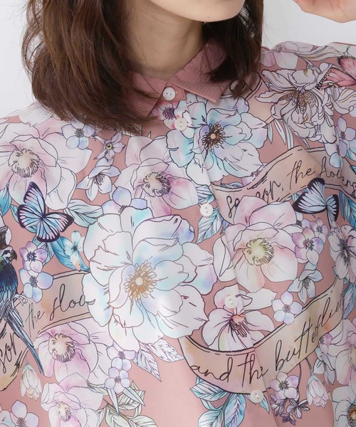 iS ScoLar（イズスカラー）の「561218：花柄布帛シャツ（シャツ/ブラウス・レディース・ピンク/アイボリー/ブラック・M）」の10枚目の写真