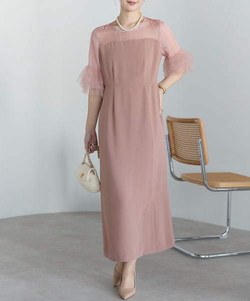 PREFERIR(プレフェリール)の「【結婚式・お呼ばれ対応】シアーチュールフリルスリーブ Iライン ロングドレス(ドレス・レディース・ベージュ/ブラック・SMALL/MEDIUM/LARGE/X-LARGE)」の22枚目の写真