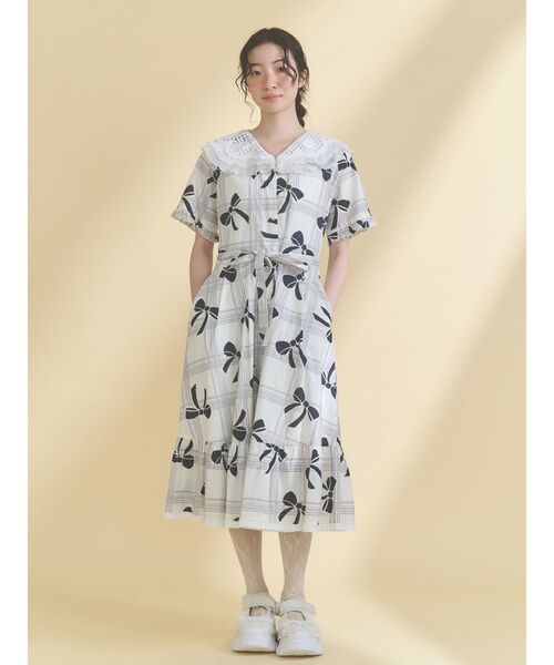 merry jenny(メリージェニー)の「ribbonレースカラーシャツワンピース(ワンピース・レディース・ネイビー/アイボリー・FREE)」の22枚目の写真