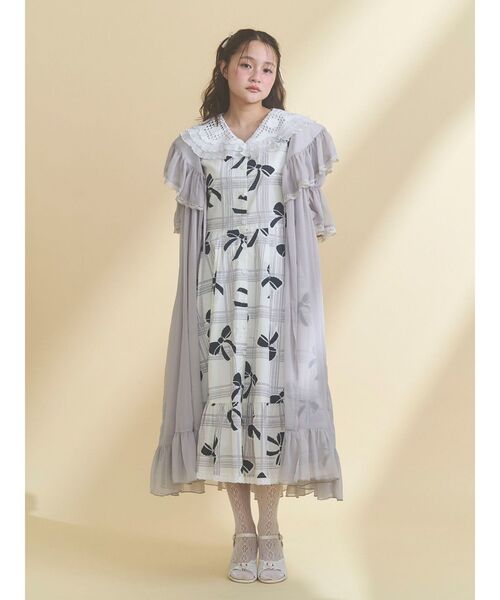 merry jenny(メリージェニー)の「ribbonレースカラーシャツワンピース(ワンピース・レディース・ネイビー/アイボリー・FREE)」の3枚目の写真