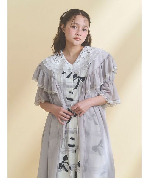 merry jenny(メリージェニー)の「ribbonレースカラーシャツワンピース(ワンピース・レディース・ネイビー/アイボリー・FREE)」の4枚目の写真