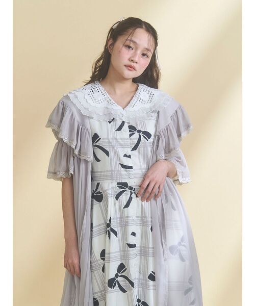 merry jenny(メリージェニー)の「ribbonレースカラーシャツワンピース(ワンピース・レディース・ネイビー/アイボリー・FREE)」の5枚目の写真