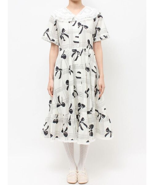 merry jenny(メリージェニー)の「ribbonレースカラーシャツワンピース(ワンピース・レディース・ネイビー/アイボリー・FREE)」の14枚目の写真