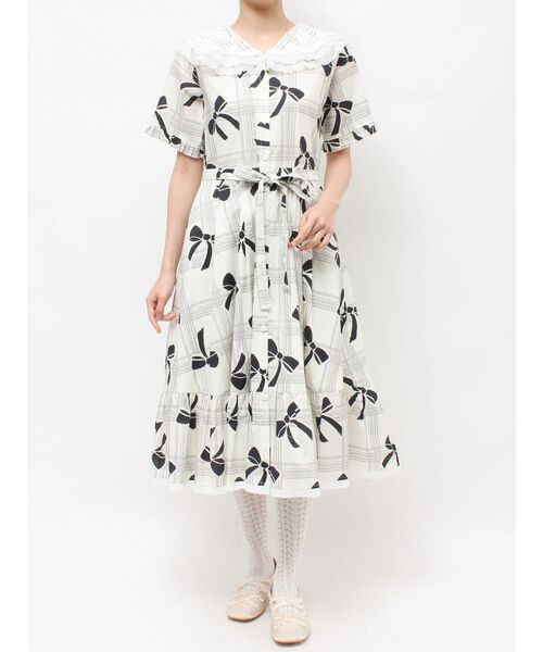 merry jenny(メリージェニー)の「ribbonレースカラーシャツワンピース(ワンピース・レディース・ネイビー/アイボリー・FREE)」の18枚目の写真