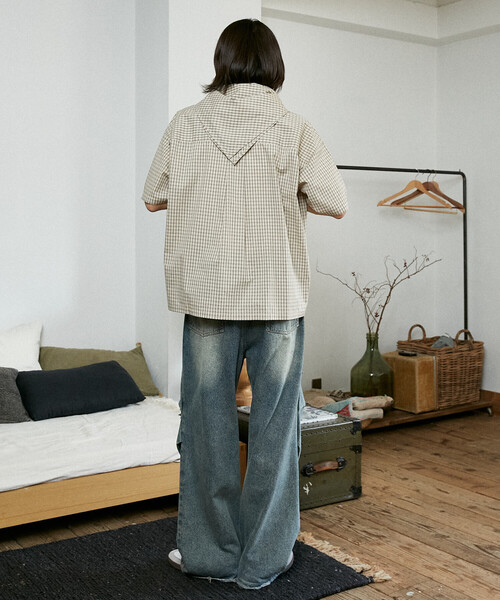 PUBLUX（パブリュクス）の「PUBLUX/パブリュクス LOVE POP STUDIO　スカーフ付きハーフスリーブシャツ　限定展開（シャツ/ブラウス・メンズ・サックスブルー/ベージュ/ブルー・LARGE/MEDIUM/SMALL）」の20枚目の写真