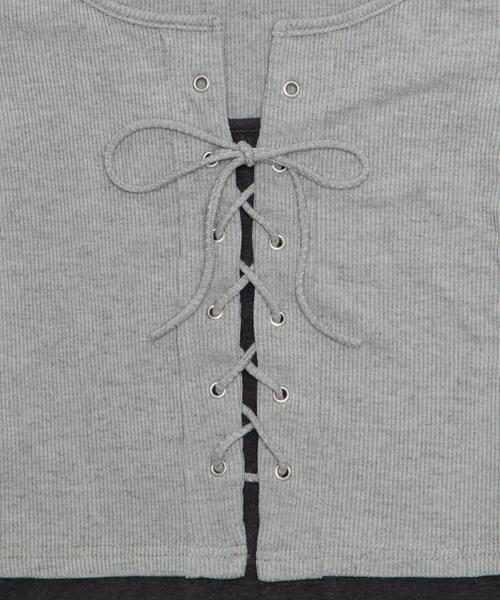 dispark（ディスパーク）の「DISPARK/キャミレイヤードレースアップT（Tシャツ/カットソー・レディース・ライトグレー/ブラック・FREE）」の17枚目の写真