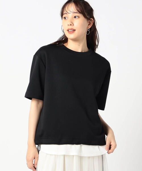 Grand PARK(グランドパーク)の「テック素材 半袖カットソー(Tシャツ/カットソー・レディース・ブラック/ネイビー/グレー・FREE)」の1枚目の写真