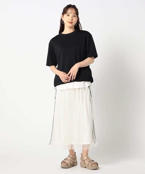 Grand PARK(グランドパーク)の「テック素材 半袖カットソー(Tシャツ/カットソー・レディース・ブラック/ネイビー/グレー・FREE)」の5枚目の写真