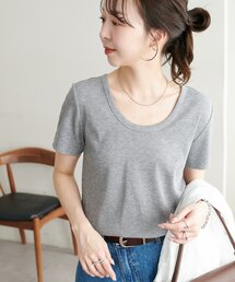 【WEB限定】ラメリブコンパクトUネックTシャツ