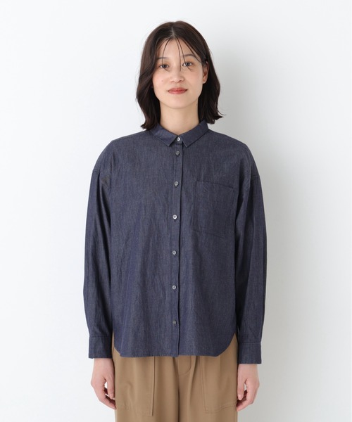 human woman（ヒューマンウーマン）の「◆ライトオンデニムシャツ（シャツ/ブラウス・レディース・ネイビー・MEDIUM）」の5枚目の写真