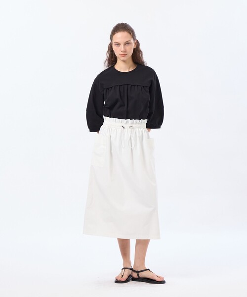 MACKINTOSH PHILOSOPHY（ﾏｯｷﾝﾄｯｼｭ ﾌｨﾛｿﾌｨｰ）の「【LEE4月号/蛯原友里さん着用】ウエストギャザースカート（スカート・レディース・カーキ/ブラック/オフホワイト・38/36）」の4枚目の写真