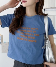 メッセージ ロゴプリント ショート丈 Tシャツ