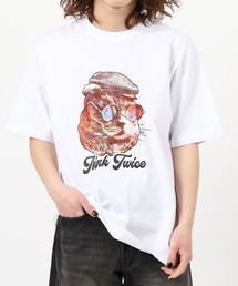 アニマルプリント綿100半袖Tシャツ