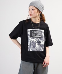 アニマルプリント綿100半袖Tシャツ