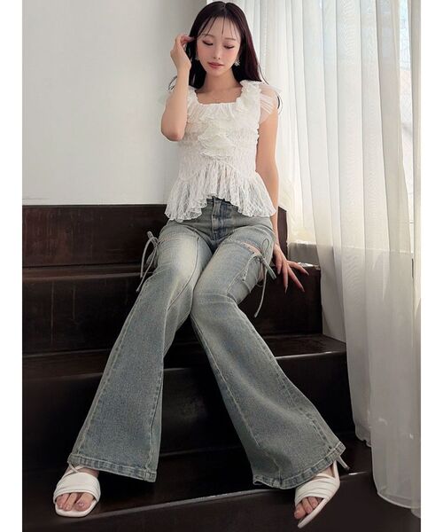 RESEXXY（リゼクシー）の「ラインビジューストラップサンダル（サンダル・レディース・ホワイト/ブラック・LARGE/MEDIUM/SMALL）」の6枚目の写真