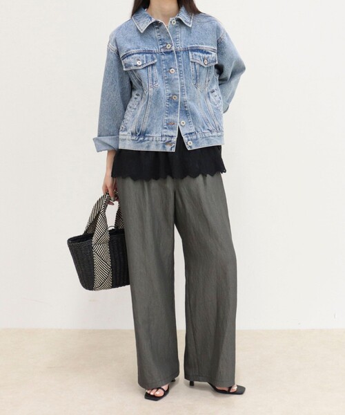 fredy emue（フレディエミュ）の「【低身長サイズ34有り】ライトシャンブレーデニムイージーパンツ（その他パンツ・レディース・ネイビー・34）」の4枚目の写真