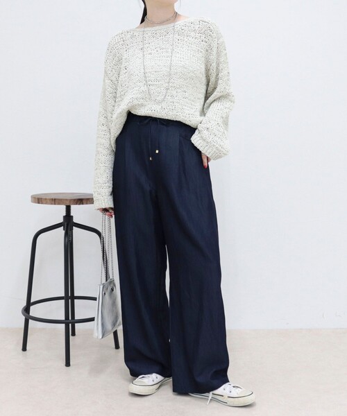 fredy emue（フレディエミュ）の「【低身長サイズ34有り】ライトシャンブレーデニムイージーパンツ（その他パンツ・レディース・ネイビー・34）」の20枚目の写真