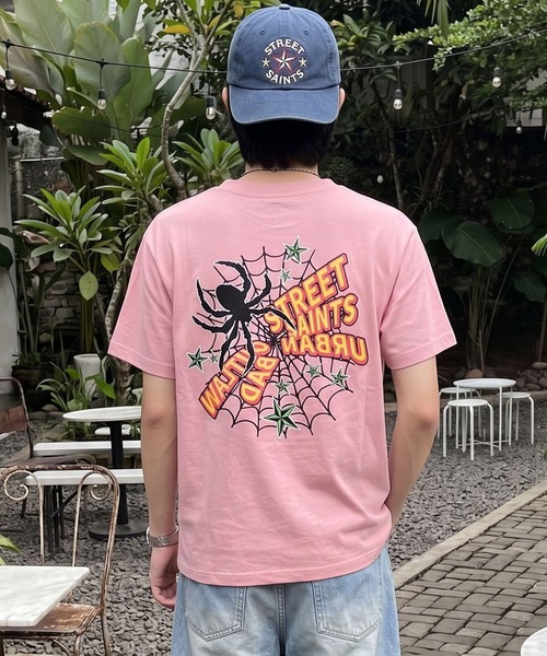 SPINNS（スピンズ）の「スパイダーバックプリント半袖Tシャツ/サガラ刺繍ロゴ/ワンポイント（Tシャツ/カットソー・メンズ・ホワイト/ブラック/ピンク/ウッドランド・ONESIZE）」の3枚目の写真