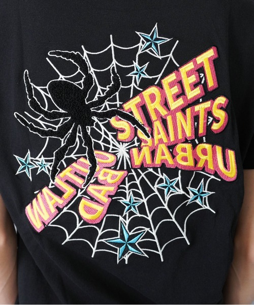 SPINNS（スピンズ）の「スパイダーバックプリント半袖Tシャツ/サガラ刺繍ロゴ/ワンポイント（Tシャツ/カットソー・メンズ・ホワイト/ブラック/ピンク/ウッドランド・ONESIZE）」の13枚目の写真