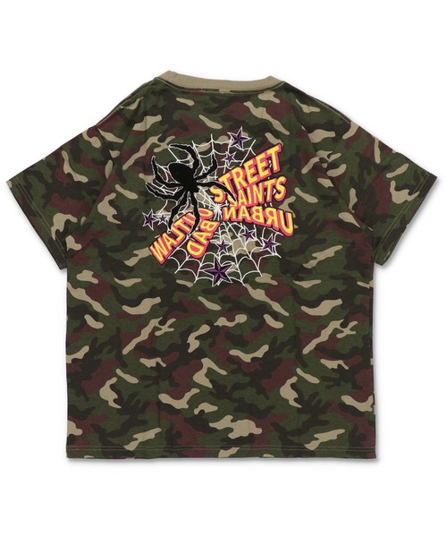 SPINNS（スピンズ）の「スパイダーバックプリント半袖Tシャツ/サガラ刺繍ロゴ/ワンポイント（Tシャツ/カットソー・メンズ・ホワイト/ブラック/ピンク/ウッドランド・ONESIZE）」の22枚目の写真
