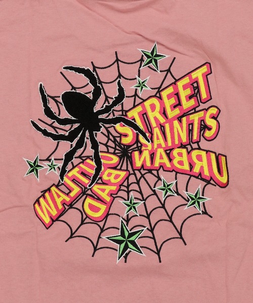 SPINNS（スピンズ）の「スパイダーバックプリント半袖Tシャツ/サガラ刺繍ロゴ/ワンポイント（Tシャツ/カットソー・メンズ・ホワイト/ブラック/ピンク/ウッドランド・ONESIZE）」の18枚目の写真