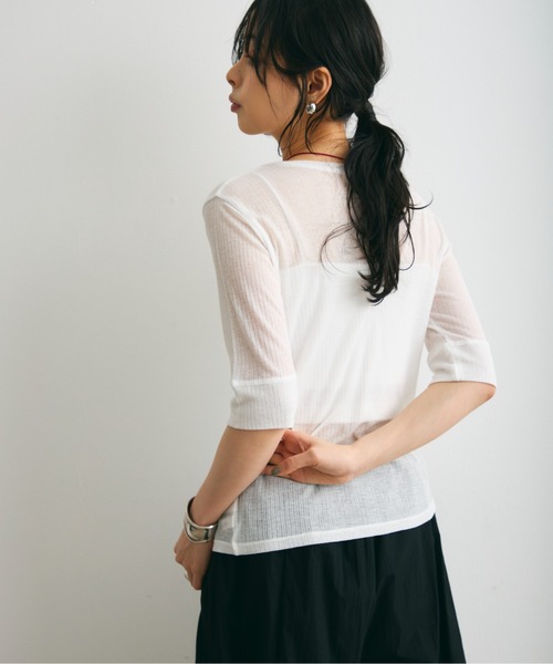 Trish(トリッシュ)の「シアーテレコフロントホール釦あきプルオーバー(カーディガン/ボレロ・レディース・ブラック/グレー/ホワイト・FREE)」の10枚目の写真