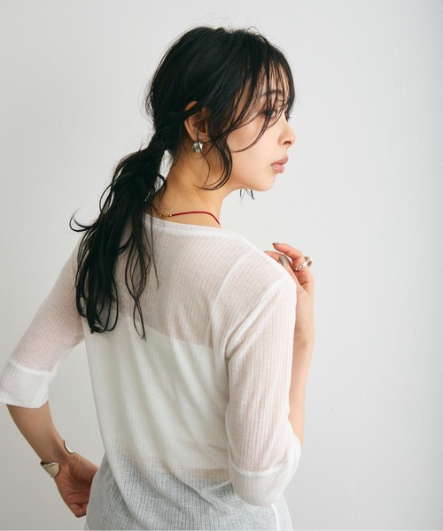 Trish(トリッシュ)の「シアーテレコフロントホール釦あきプルオーバー(カーディガン/ボレロ・レディース・ブラック/グレー/ホワイト・FREE)」の16枚目の写真