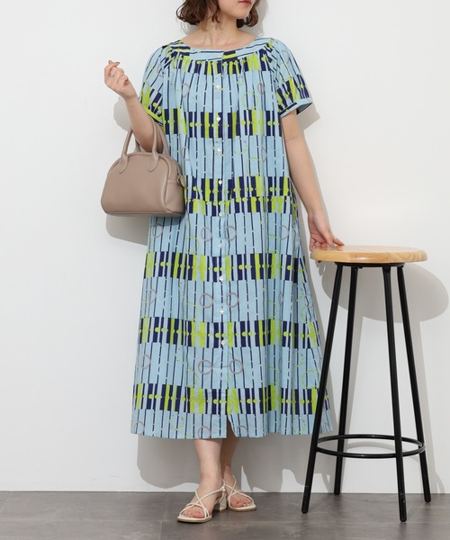 KILKI(キルキー)の「kilki ドットアンドストライププリントワンピース 半袖(ワンピース・レディース・ブルー系その他/ベージュ系その他・ONESIZE)」の2枚目の写真