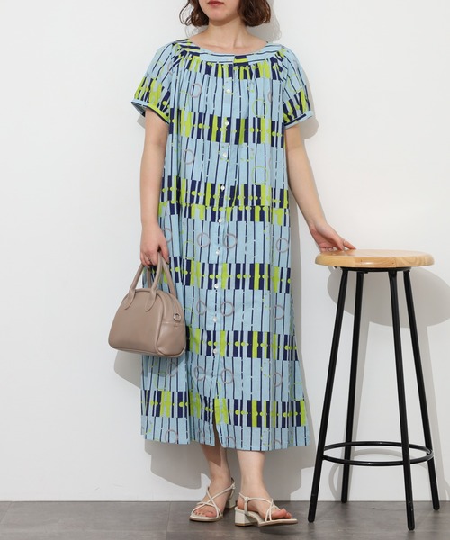 KILKI(キルキー)の「kilki ドットアンドストライププリントワンピース 半袖(ワンピース・レディース・ブルー系その他/ベージュ系その他・ONESIZE)」の11枚目の写真