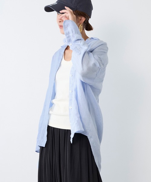 MICA&DEAL(マイカ&ディール)の「ウォッシュドリネンシャツ(シャツ/ブラウス・レディース・オレンジ/オフホワイト/サックスブルー/ネイビー・FREE)」の11枚目の写真