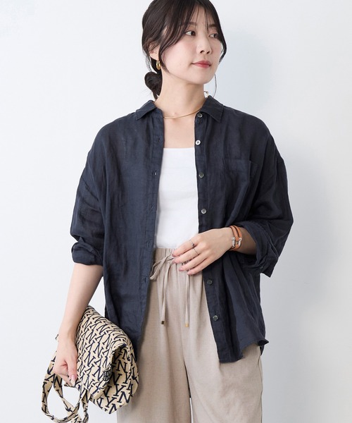 MICA&DEAL(マイカ&ディール)の「ウォッシュドリネンシャツ(シャツ/ブラウス・レディース・オレンジ/オフホワイト/サックスブルー/ネイビー・FREE)」の6枚目の写真