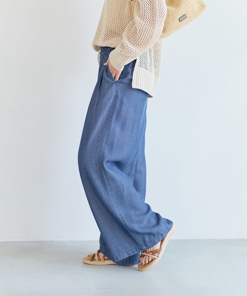 BAYFLOW（ベイフロー）の「[しなやかな素材感]サマーデニムワイドパンツ（デニムパンツ・レディース・サックスブルー/インディゴブルー/ブラック・SMALL/MEDIUM）」の7枚目の写真