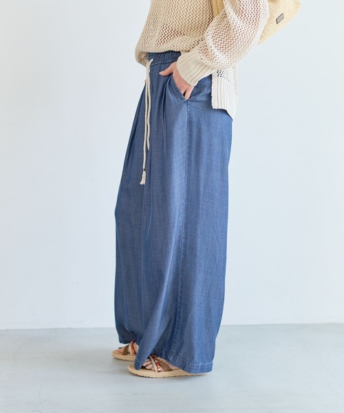 BAYFLOW（ベイフロー）の「[しなやかな素材感]サマーデニムワイドパンツ（デニムパンツ・レディース・サックスブルー/インディゴブルー/ブラック・SMALL/MEDIUM）」の8枚目の写真